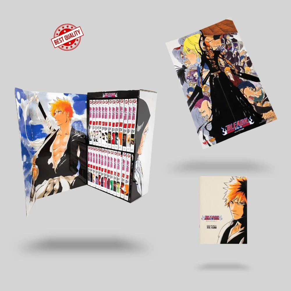 Bleach manga volumes 49–74 arranged to showcase the individual book covers and characters from the series.