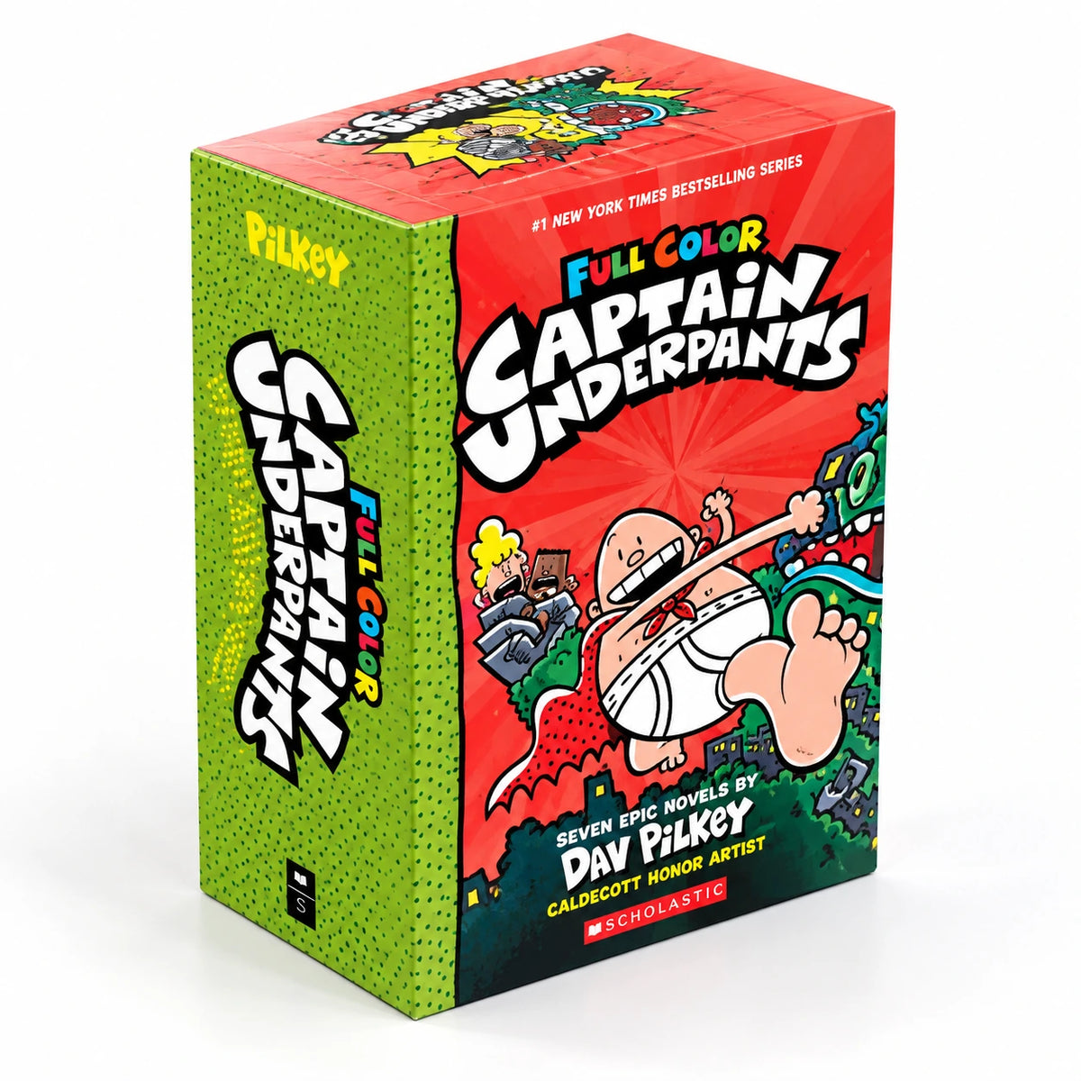 Captain Underpants 7-book collection box set showing front and side spines