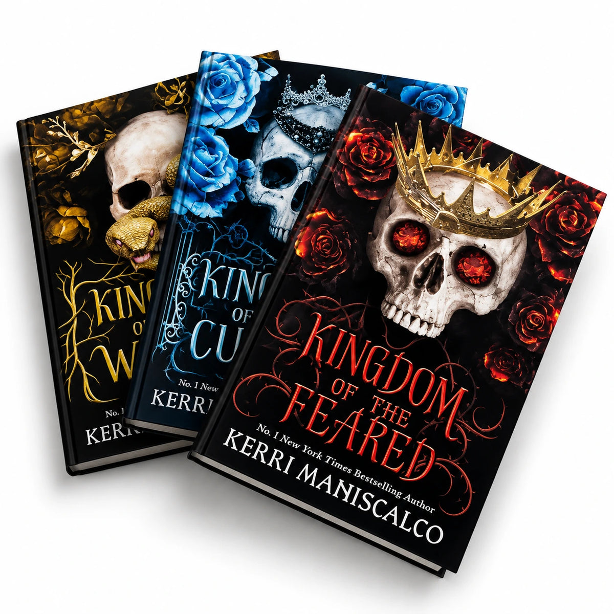 Complete Kingdom of the Wicked trilogy box set containing three books by Kerri Maniscalco in a black gothic slipcase