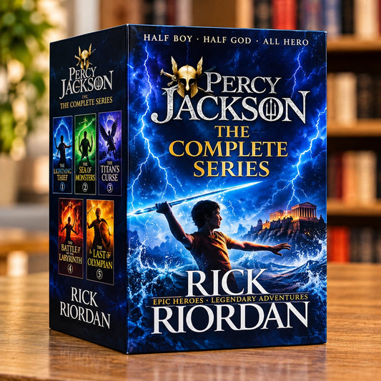 Percy Jackson The Complete Series 5-book box set featuring Rick Riordan’s fantasy adventure books