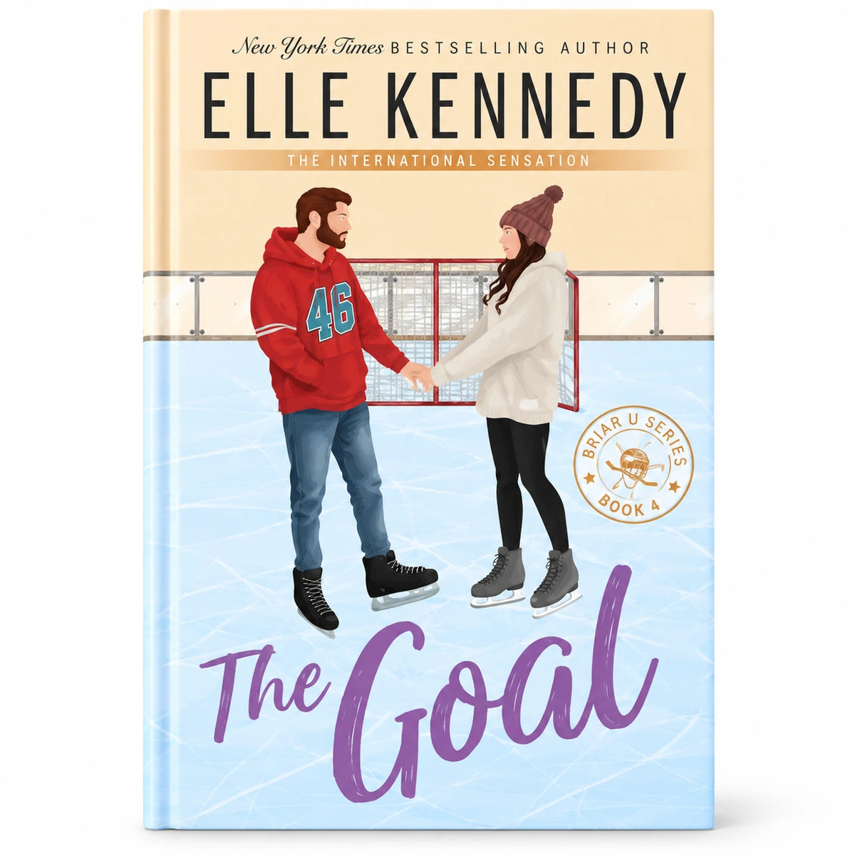 The Goal by Elle Kennedy book front cover featuring a hockey player and woman skating on ice