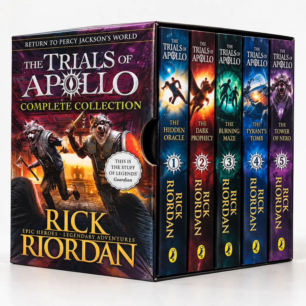 Rick Riordan The Trials of Apollo complete five-book series collection featuring all five fantasy adventure novels