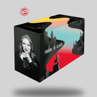 Throne of Glass 8-book hardcover box set by Sarah J. Maas featuring the complete collection in a black box.